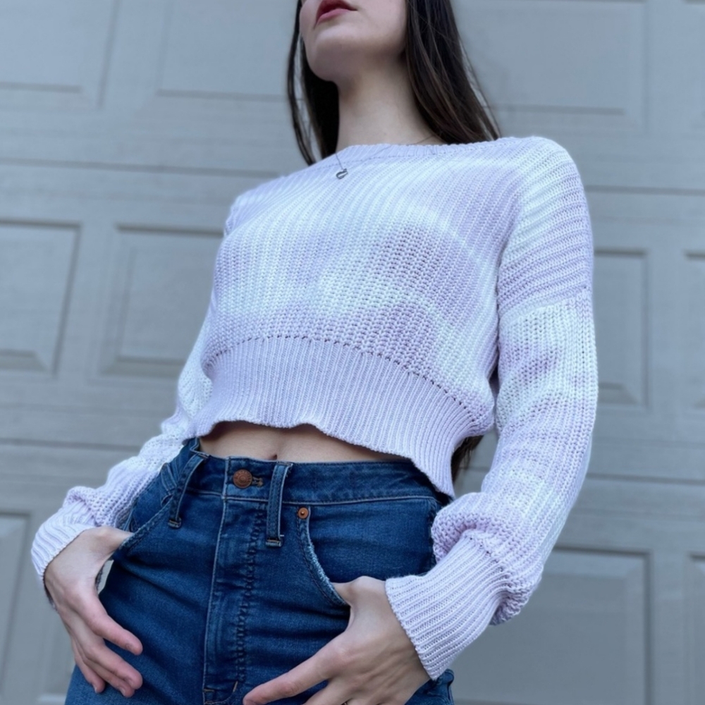 Aeropostale 2 ways to wear purple tie dye sweater top.  Like New. Check the pho
